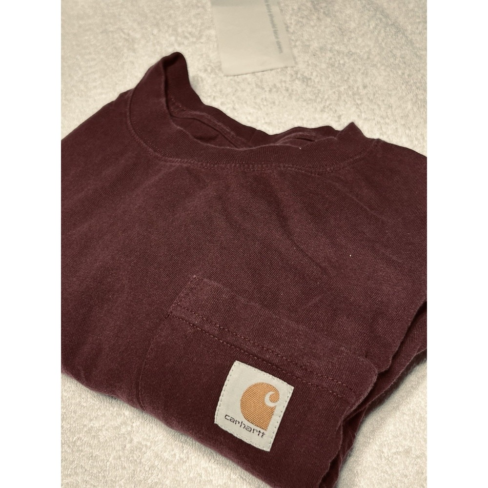 Carhartt Men's XL Long Sleeve Pocket T-Shirt Heavyweight Port Maroon FLAWLESS